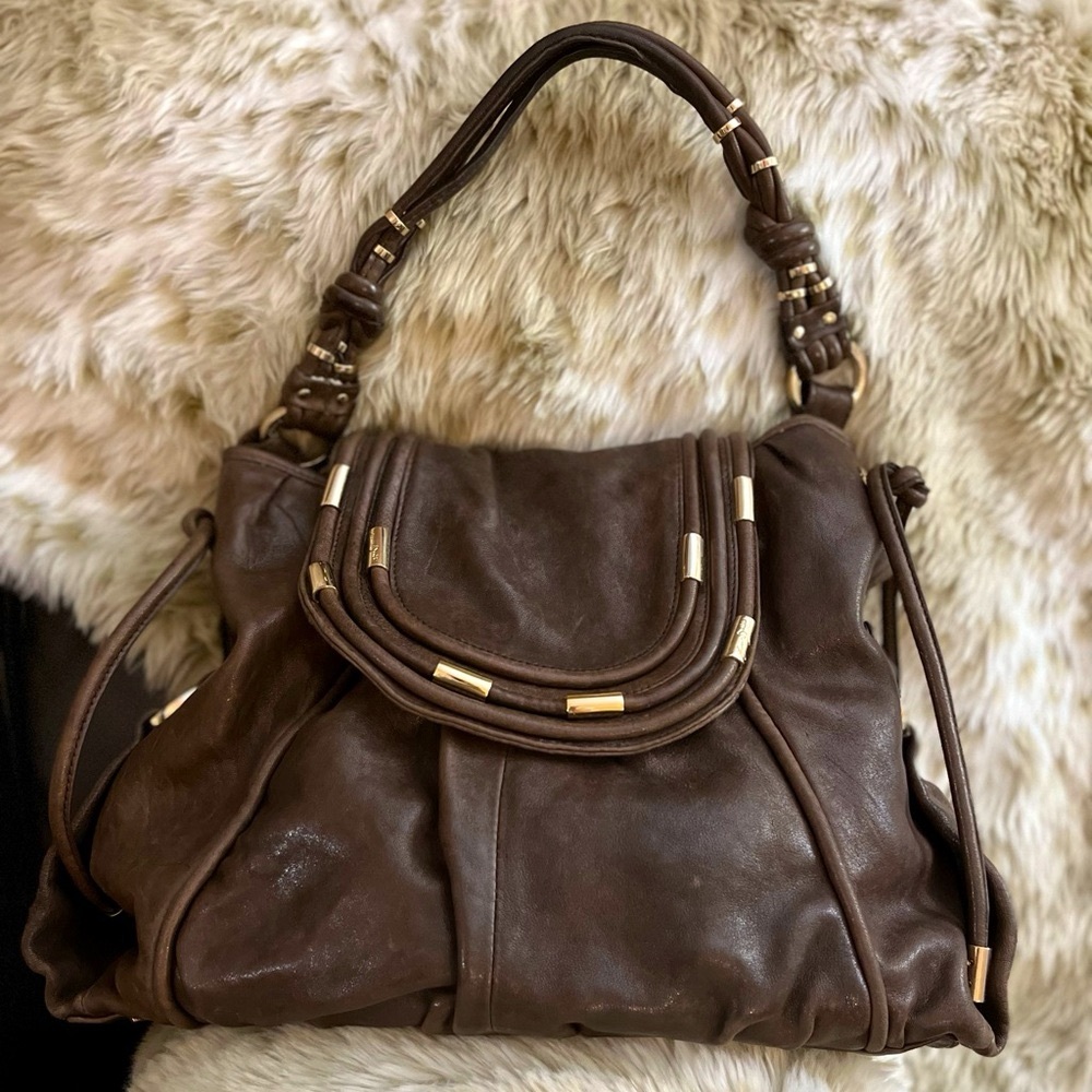 Junior Drake Dark Brown Leather Handbag